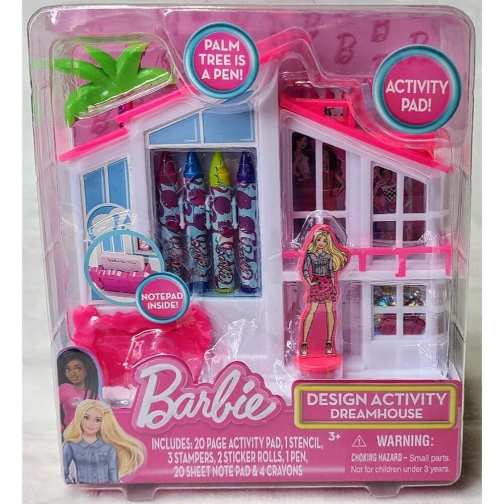 Barbie Design Activity Dreamhouse With Pad Stencil Stampers Pen Crayons New - Picture 7 of 7
